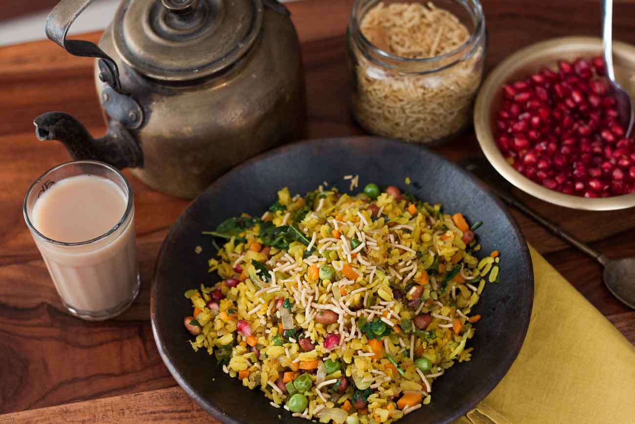 Spicy and Tangy Mixed Vegetable Poha Recipe With Peanuts | Archana's Kitchen